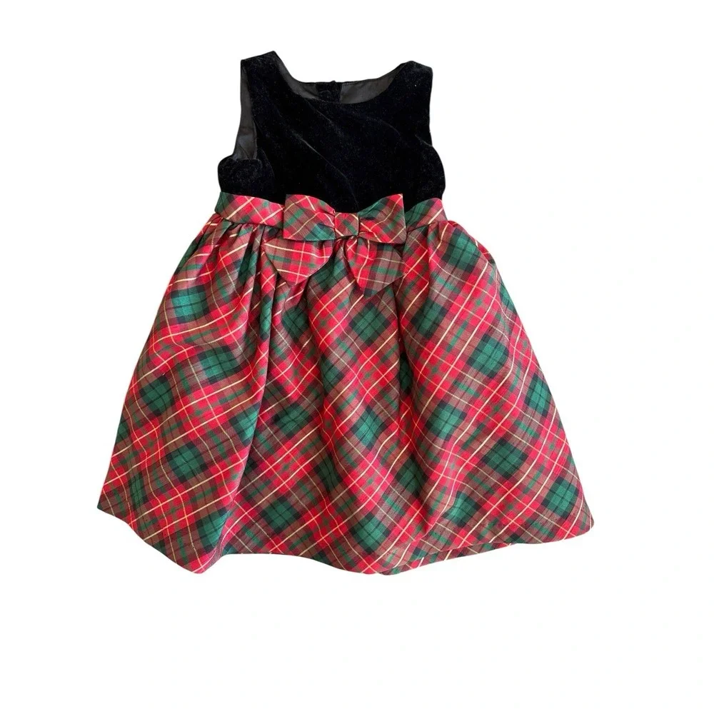 Gymboree Girls Matching Family Plaid Bow Dress  A Royal‎ Christmas Girls Size 3T